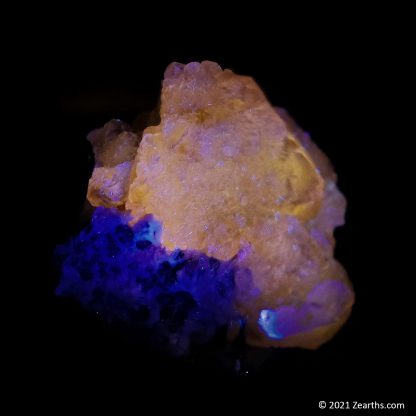 Fluorescent Cerussite on Barite from Touissit, Morocco