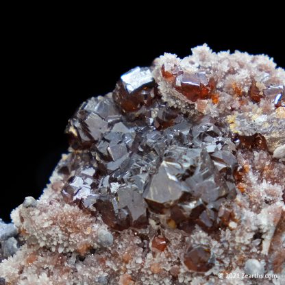 Sphalerite and Galena Crystals on Quartz from Shuikoushan Mine, Hunan, China